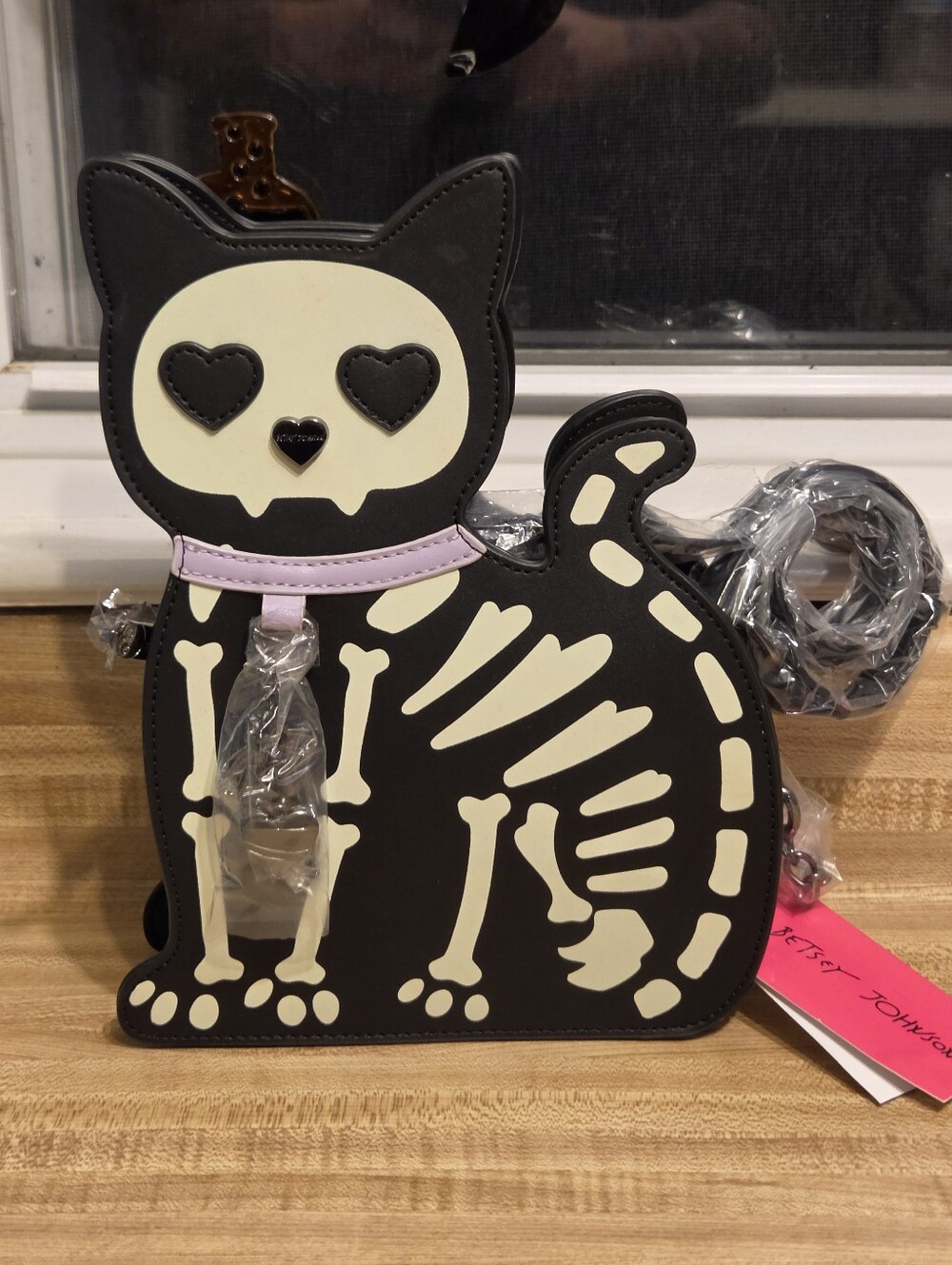 Betsey Johnson NWT Glow In The Dark Skeleton Cat Crossbody Bag